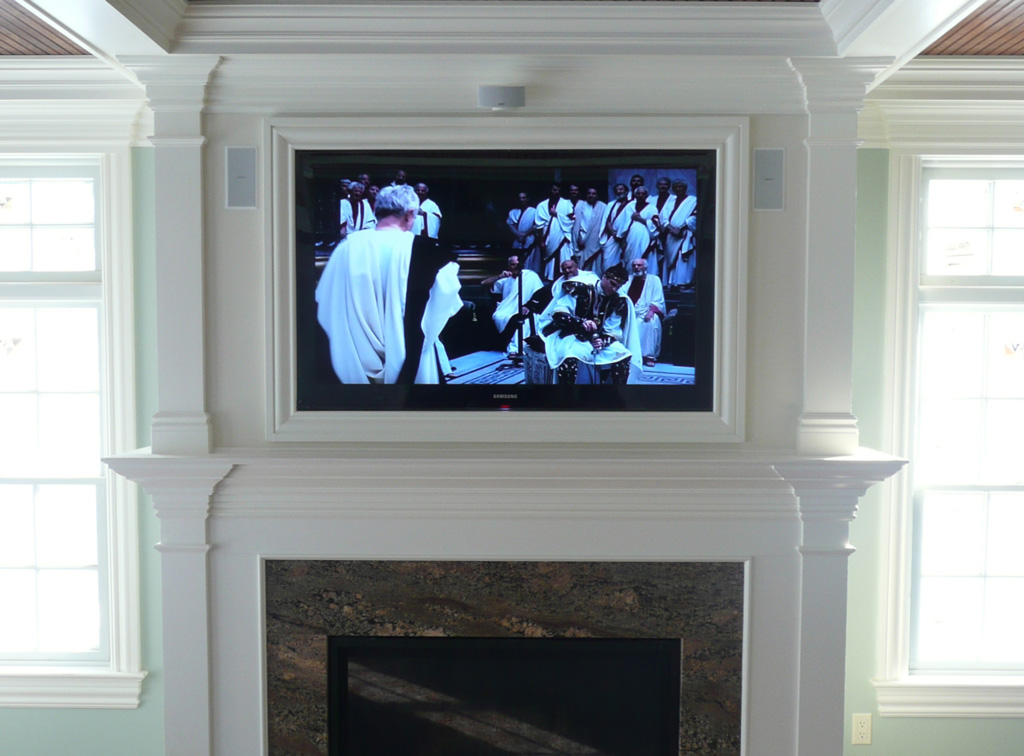 Home entertainment install over fireplace